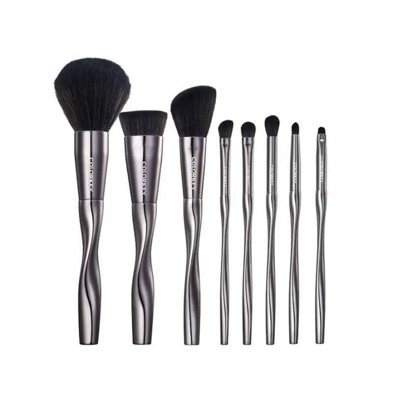 Luxus komplette 8 Stück profession elle Make-up Pinsel Set Private Label benutzer definierte Logo blaue Make-up Pinsel mit Messing Ferrule