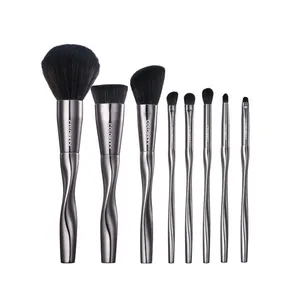 Luxury Complete 8 Pieces Professional Makeup Brush Set Private Label Custom Logo Blue Make Up Brushes With Brass Ferrule