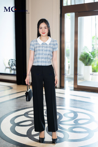 TA1505เสื้อบาสซีแฟชั่นสไตล์สำนักงานสำหรับผู้หญิงเสื้อผ้าแฟชั่นชั้นสูงสำหรับตกแต่งในช่วงฤดูร้อนลายทางสีชมพูหรือสีฟ้า - Product Image 6