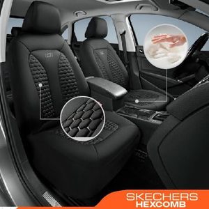 Noir deux housses de siège avant Hexcomb respirant en <span class=keywords><strong>cuir</strong></span> épais Protection de confort automobile pour la plupart des voitures et camions - Product Image 2