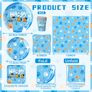 Assiettes et serviettes à thème chien bleu <span class=keywords><strong>de</strong></span> dessin animé conçues pour les fêtes d'anniversaire à thème pour enfants - Product Image 2