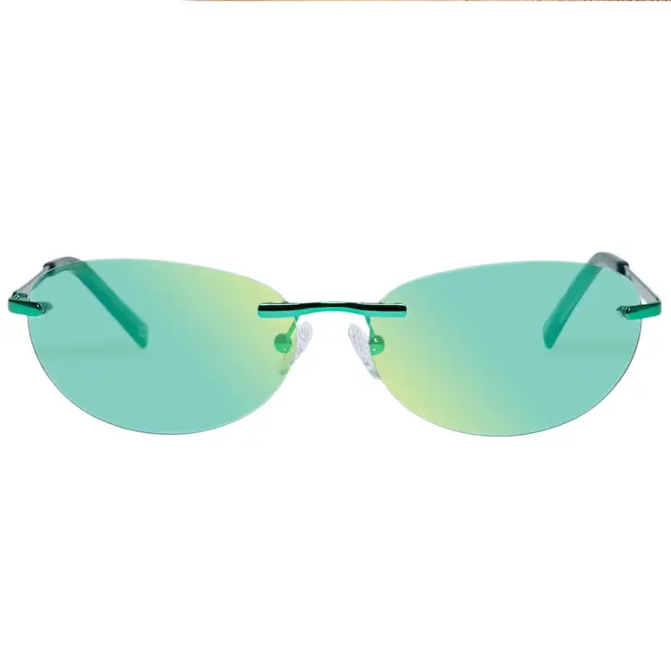 Lunettes de soleil Sifier personnalisées Y2K Millennial en métal sans monture ovale fabricants hommes femmes lunettes de soleil avec verres de couleur bonbon