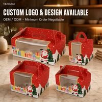 Boîte à gâteau en papier kraft de haute qualité avec motif bonhomme de neige de Noël, ensemble d'emballage pour desserts secs avec fenêtre transparente pour gâteaux, biscuits, bonbons