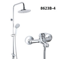 Ensemble de douche en cuivre Jordan, robinet de baignoire, pomme de douche à jet de pluie pressurisé, massage, design moderne, montage mural, 3 trous, barre coulissante