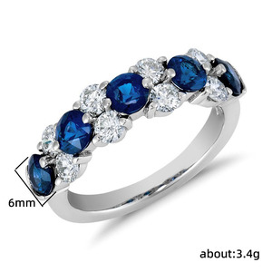 Anillo de Eternidad de Oro Blanco con Zafiro para Mujer Q054, Corte Brillante Redondo, Engaste de Garras, Joyería Fina de Compromiso - Product Image 4