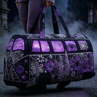 Sac à bandoulière imprimé 3D Bus Fantôme d'Halloween, Sac de week-end motif Ciel Nocturne Violet, Sac de voyage fantôme pour cadeau de vacances d'Halloween