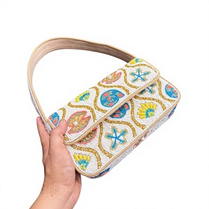 Luxury Saddle Shape Waterproof Handbag Cross-Body Strap Elegant Crystal Glass <b>Beaded</b> Embroidery Handcrafted Designer <b>Purse</b> for - Product Image 5