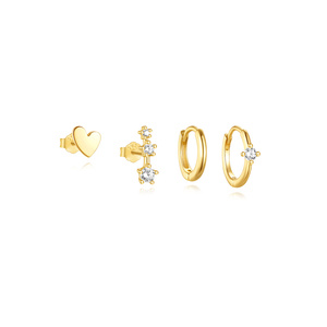 CANNER Juego de 3/4/6 Aretes de Joyería de Moda para Uso Diario, Aretes de Aro Geométricos de Plata 925 para Mujer - Product Image 1