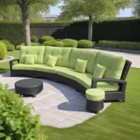 Ensemble de canapés de jardin en rotin au design moderne, idéal pour hôtels, villas, parcs et cours – Mobilier d'extérieur en osier avec table basse