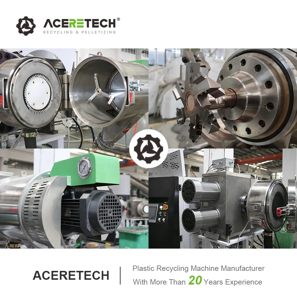 Máquina de pelotização de plástico para reciclagem de filme industrial PP/PE reciclado de resíduos de plástico de automação ACS-H300/80