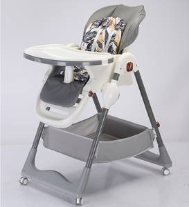 2023 top vente haute qualité bébé chaise haute portable hauteur réglable/gris salle à manger PU cuir meubles concepteur bébé chaise - Product Image 1