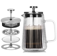 Vente en gros 350ml Double paroi Presse française Cafetière 12oz Haute Borosilicate Verre Transparent Caractéristique commerciale Cafetiere