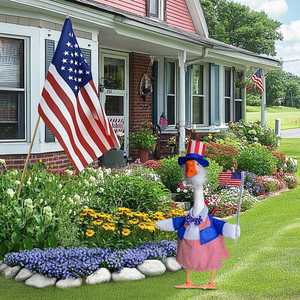 Décoration extérieure pour le Jour de l'Indépendance/Memorial Day, Statue de perron du 4 juillet, Statue de canard Uncle Sam de 23 pouces pour le jardin - Product Image 6