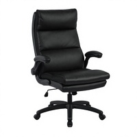 Chaise de bureau de direction ergonomique moderne Henglin à dossier haut en cuir PU noir avec base en nylon réglable en hauteur pour le bureau à domicile