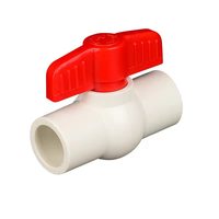 Válvulas de Bola de PVC para Suministro de Agua, Mango Rojo, Válvula de PVC Blanca/Gris, Válvula de Bola de Plástico, Material de Plomería para Riego