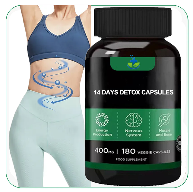 OEM/ODM Natural Herbal Green Natural 14 Days Detox Capsules Fiber Detox Slimming Vegan Capsules for Weight Loss