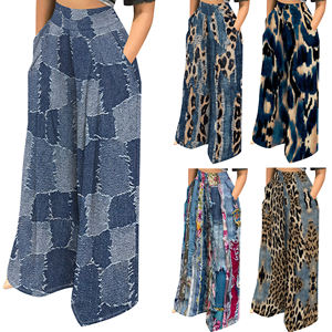 Pantalon de yoga décontracté pour <span class=keywords><strong>femme</strong></span> XS en toile de coton, taille haute, coupe large, imprimé numérique, style skinny, printemps, évasé, <span class=keywords><strong>cargo</strong></span>, technique délavée - Product Image 1