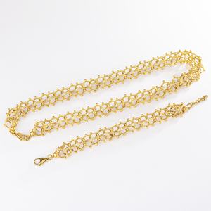 Juego de Joyería Gruesa en Acero Inoxidable Chapado en Oro de 18K con Collar y Pulsera de Cadena Linterna Tejida y Robusta - Product Image 4