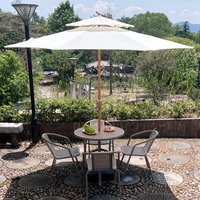 Hochwertiges Modernes Leichtgewichtiges Metall-Gartenmöbel-Set mit Sonnenschirm für Hotel- und Villennutzung