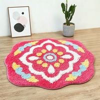 Petit tapis en forme de fleur, tissé à la machine, mini tapis de chevet pour chambre à coucher, tapis en peluche doux de forme spéciale pour la décoration de la pièce