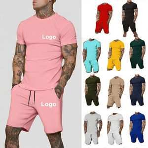 ชุดวอร์มสีพื้น2ชิ้นสำหรับยิมของผู้ชายชุดวอร์มสีพื้นชุดวอร์ม2ชิ้นสั่งพิมพ์โลโก้ได้ตามต้องการฤดูร้อน - Product Image 3