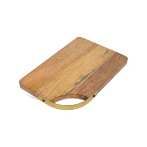 Eco-Friendly Acacia Wood Chopping <b>Block</b> Easy-to-Use Kitchen Essential with Metal Handle for Serving Cheese Pizza-Decorative - Product Image 3