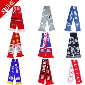 Soccer Fan Scarf High Quality Double Side Custom Knitted Neck Fan Football Knitted Soccer Blue Scarves And Hat Custom Soccer Football Scarf