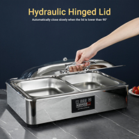 Ensemble de réchaud de buffet électrique de luxe 9L avec couvercle en verre hydraulique pour le service de nourriture en salon