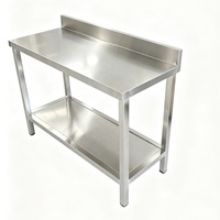 Table de préparation réglable à 2 niveaux en acier inoxydable avec évier arrière, écologique, pour la restauration et la transformation alimentaire