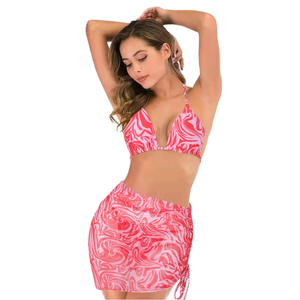 Ensemble Bikini pour femmes, soutien-gorge sans fil, maillot de bain 2 pièces imprimé, combinaison de plage à séchage rapide, respirant, vêtements de bain - Product Image 1