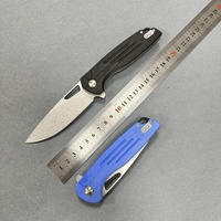 Usine en gros Tunafire Anti Skip fendu bleu G10 poignée couteau pliant pierre lavé 14C28N acier EDC Camping couteau de poche