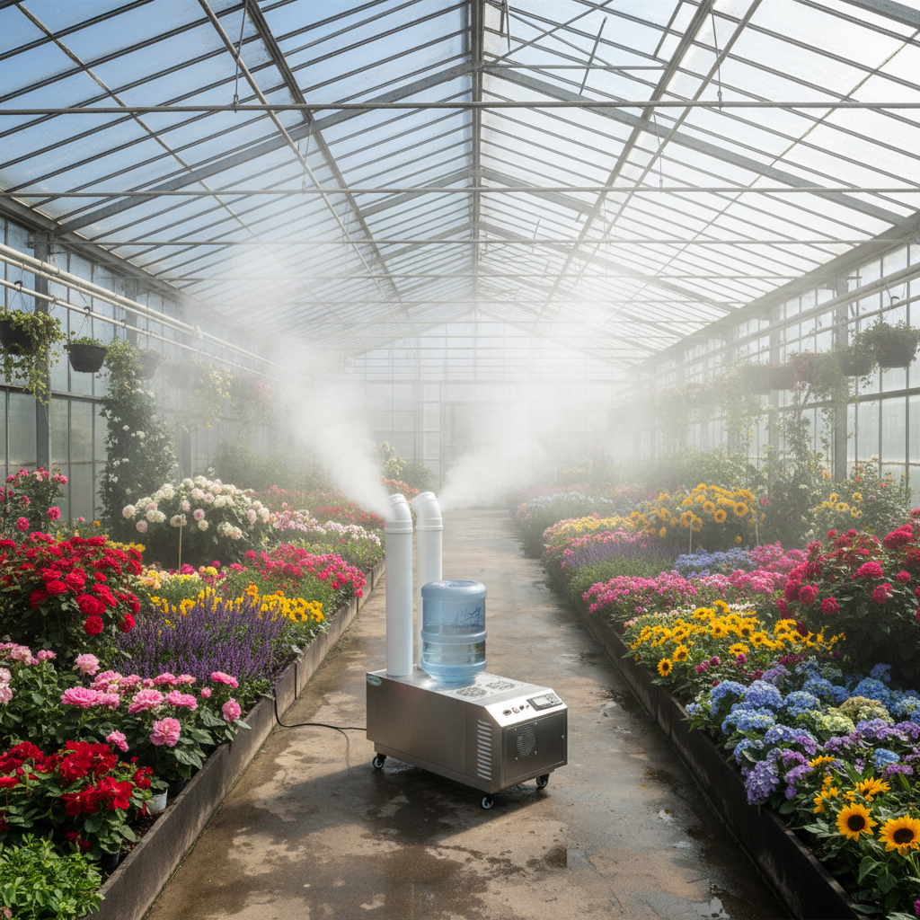 Smart 304 Stainless Steel Ultrasonic Humidifier for Greenhouses - Auto-Humidity Sensor & Programmable Timer