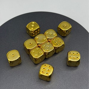 Gold Metal <b>Dice</b> 1.4Cm Hexahedron Durable For Chess And Card Games 7 Pieces Set - Product Image 1