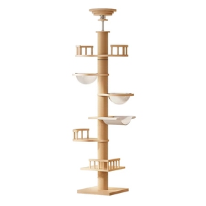 Verstelbare Hoogte Massief Houten Vloer Tot Plafond Hoge Kat Krabpaal Boomtoren Voor Indoor Kattenklimframe - Product Image 1