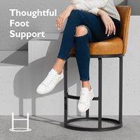 Tabouret de bar en similicuir au design moderne, cadre en métal avec dossier, chaise de bar pivotante, base circulaire, chaise de bar