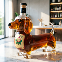 Bouteille à whisky en verre borosilicate de haute qualité, design Teckel, pot à vin mousseux scellé en verre – Idéal pour les cadeaux d'affaires et les foyers