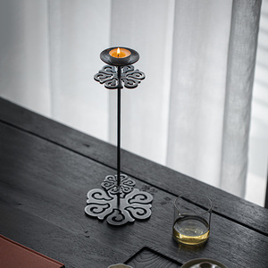 Frost Flower Candlestick Metal <b>Standing</b> Holder Retro Chinese Zen Style Home Office <b>Tea</b> Table Decor - Product Image 5
