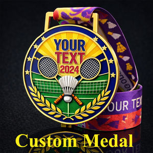 Medallas y Trofeos Deportivos Personalizados al por Mayor de Fábrica, de Aleación de Zinc, Dorados, para Balonmano, Voleibol y Bádminton - Product Image 1