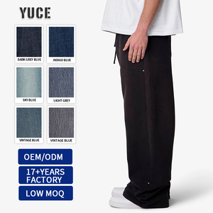 Pantalon de jogging YUCE personnalisé, coupe droite, style vintage délavé, jambe large, coupe oversize, double genouillère, en molleton épais - Product Image 2
