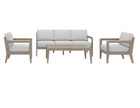 Ensemble de salle à manger et de conversation moderne en aluminium Home Sustain, 4 pièces, avec table basse confortable, finition marron, pour extérieur, 5 places