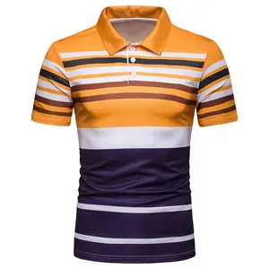 Polo da uomo personalizzata di alta qualità in poliestere a secco rapido sport estivi unisex casual stripe polo da golf camicie