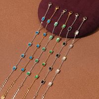 Gelang Zirkon Persegi Personalisasi Baja Anti Karat Lapis Emas 18K Anti Luntur Batu Permata Potongan Emerald Perhiasan untuk Wanita