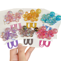 Attaches-cheveux pour enfants très populaires, sans dommage, en acrylique brillant, avec fleurs, élastiques, pour queues de cheval, couleurs bonbon, cordes à cheveux, accessoires pour filles