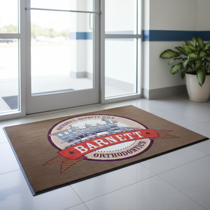 Tapis d'entrée en nylon 6.6 haute résistance avec logo, résistant à l'écrasement, tapis de sol personnalisé avec support en caoutchouc durable pour l'orthodontie - Product Image 1
