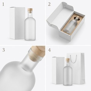 Bouteille en verre dépoli vide avec <span class=keywords><strong>bouchon</strong></span> en bois massif 700ml 750ml – Contenant transparent satiné pour Vodka, Spiritueux, Gin, Brandy - Product Image 2