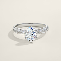 Bague en argent sterling S925 avec moissanite taille ovale, six griffes latérales, 6x8mm, bijoux pour femme