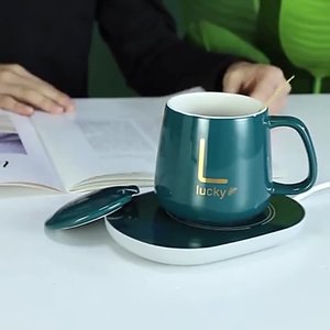 USB taşınabilir elektrikli seramik sabit sıcaklık kupa seti 55 derece termostat fincan sıcak fincan ısıtma Coaster ile - Product Image 3