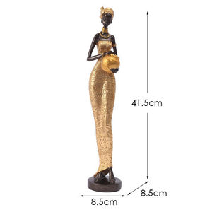 Figurina dall'africa resina Vintage statua nera donna tribale signora scultura Desktop decorazione per la casa decorazione interna della casa - Product Image 2