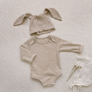 Mono de Algodón de Manga Larga Estilo Coreano para Bebés Niñas, Ropa Cómoda de Primavera y Otoño con Gorro de Conejito para Infantes - Product Image 2