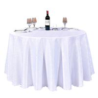 Nappe de mariage ronde en polyester de luxe couvre 120 pouces ronde nappe de mariage de fête blanche personnalisée en gros